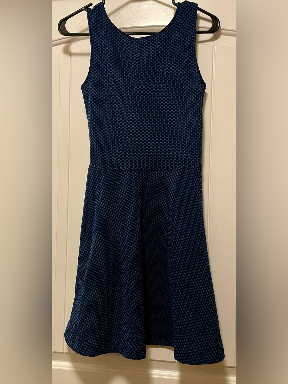 Frenchi Navy Blue and Black Fit-and-Flare Skater Dress